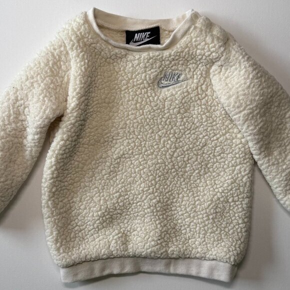 Nike Other - Nike Sherpa Fleece Baby Crewneck Sweatshirt Cream Colored Off White Size 9M
